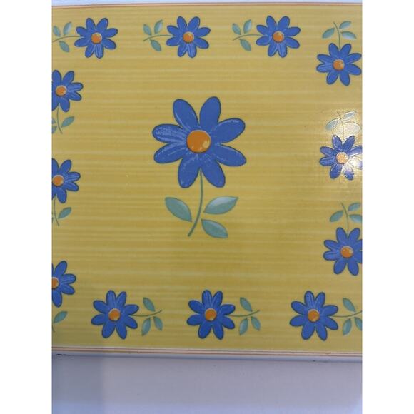 Vtg Furio Home Italian 8” Tile Trivet Yellow Blue Daisy Art Pottery Terra Cotta - Picture 4 of 13